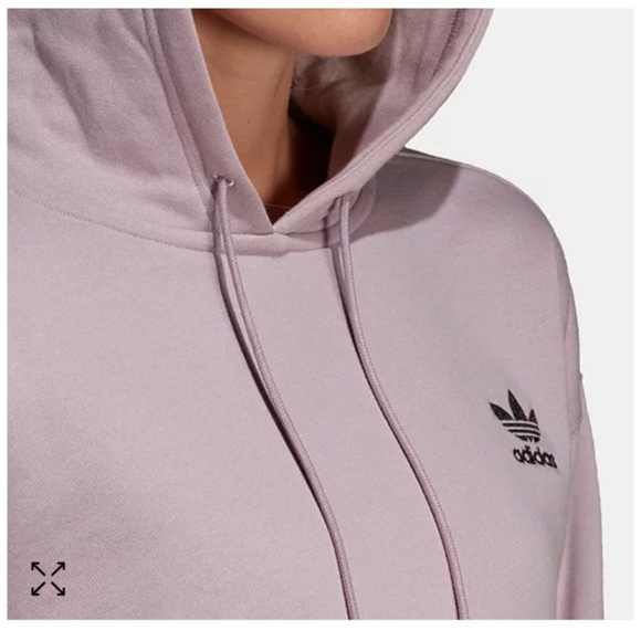 Adidas Bossy 90s Oversized Trefoil Cropped Hoodie Sweatshirt/Size Medium - Picture 5 of 16